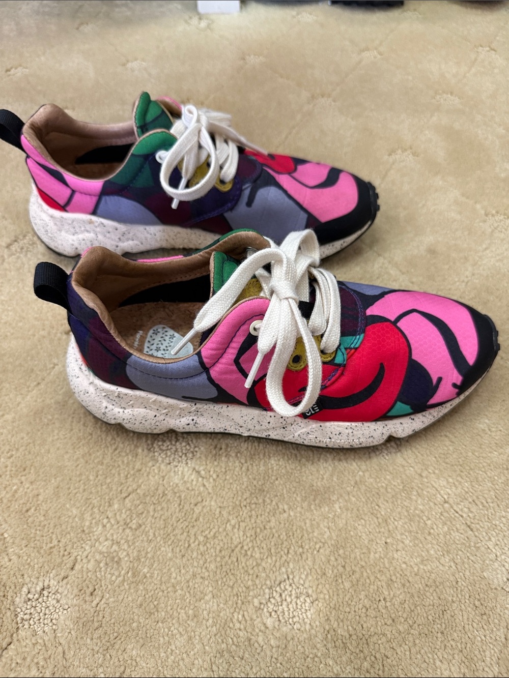 Women’s Floral Print Pink Multicolor Lace-Up Sneakers